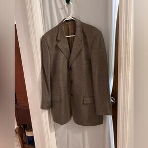 Zino made in Italy brown three button mens wool silk sport coat size 42 regular